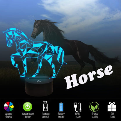 3D LED Race Horse Night Light