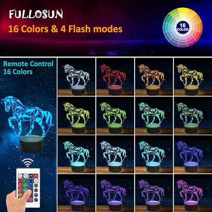 3D LED Race Horse Night Light