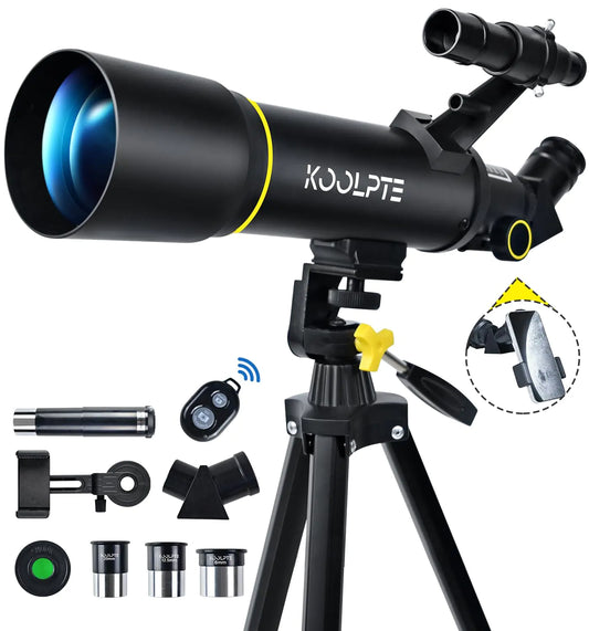 Telescope 70mm Aperture 400mm AZ Mount Astronomical Refracting Telescope (20x-200x) for Kids & Adults Portable Travel Telescope with Tripod Phone Adapter Remote Control Easy to Use Black