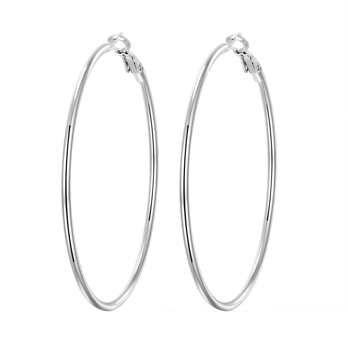 4 Pairs Silver Gold Hoop Earrings for Women | 14K Gold Plated Hoop Earrings Set Hypoallergenic Earring Lightweight Dangle Earrings Set 1 Pair Silver-60mm