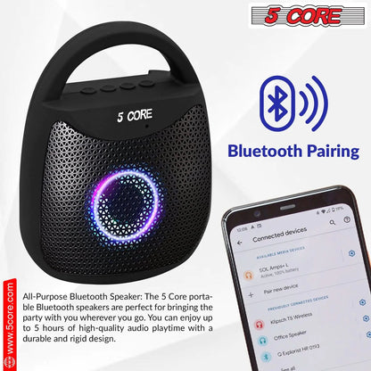 5Core Outdoor Bluetooth Speaker Wireless Portable Waterproof for Patio Pool Party Black