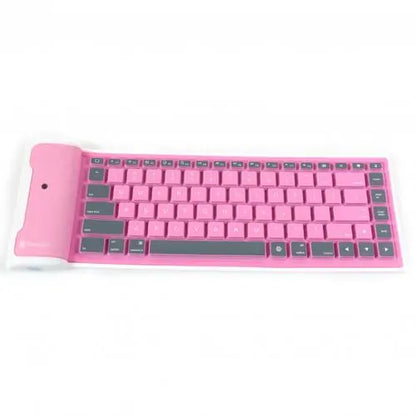 Wireless Bluetooth Foldable Roll-Up Keyboard: Silent 87-Key Keypad