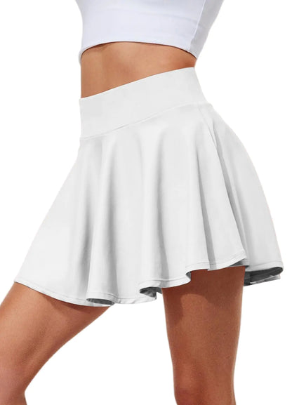 Pleated Tennis Skirts for Women High Waisted Golf Skorts Tummy Control Skirts with Shorts Pockets Lightweight X-Large White