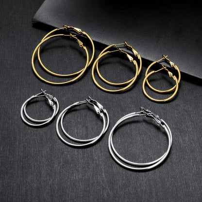 6 Pairs Stainless Steel gold silver Plated Hoop Earrings for Women, Hypoallergenic Hoops Women's Earrings Loop Earrings Set 6 Pairs Stainless Steel gold silver Plated Earrings