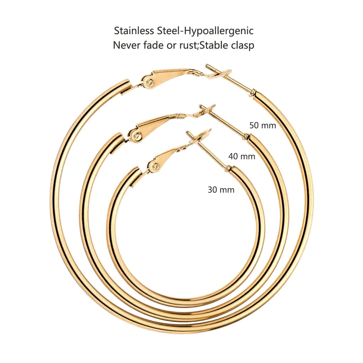 6 Pairs Stainless Steel gold silver Plated Hoop Earrings for Women, Hypoallergenic Hoops Women's Earrings Loop Earrings Set 6 Pairs Stainless Steel gold silver Plated Earrings